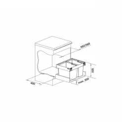 Jäteyksikkö Flexon II Low 60/2, 1x19L + 1x30L, harmaa*Blanco Discount