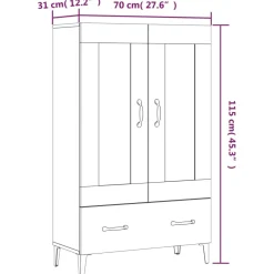 Kaappi 70x31x115 cm, tekninen puu, eri värejä*FinePRICE New
