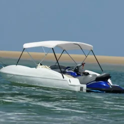 New 3-kaarinen bimini-kate, valkoinen, 183x140x137 cm Veneily
