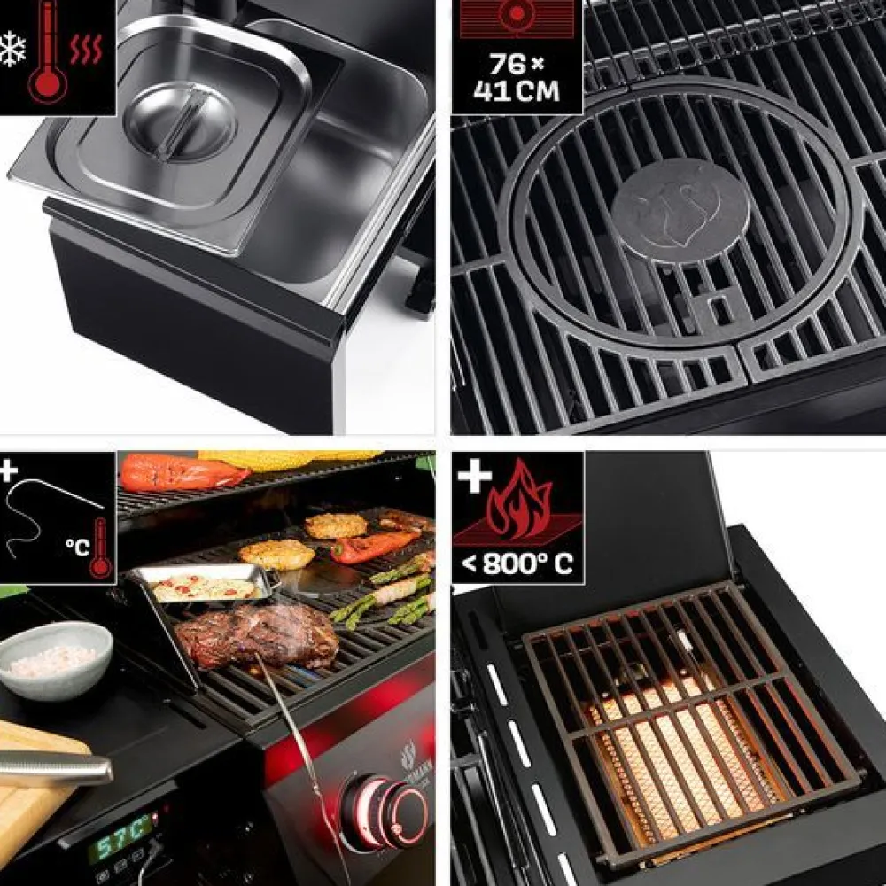 Online Kaasugrilli Rexon Cool Black MaxX 4.1, 4 poltinta, infrapunasivukeitin Kaasugrillit