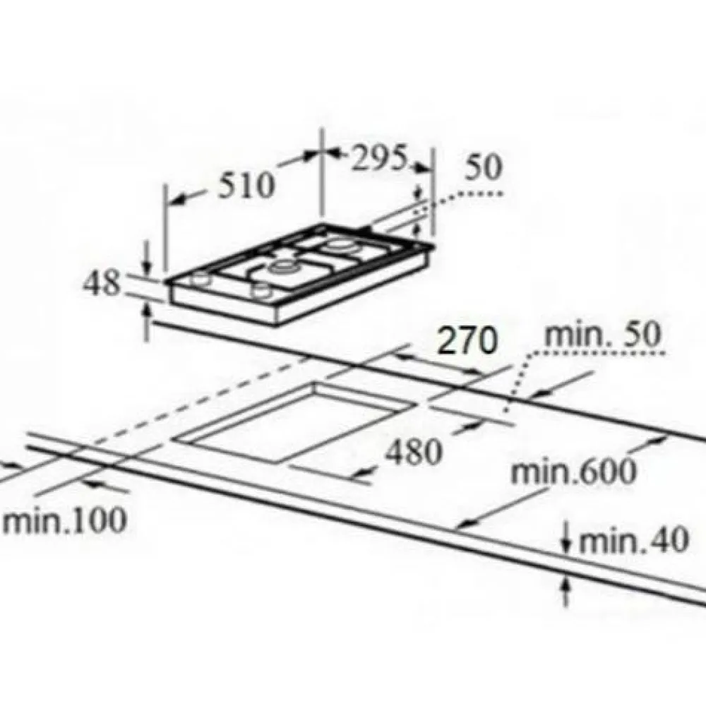 Kaasuliesitaso PGH32XCFFD 30 cm 2-liekkinen rst*Schlosser Clearance