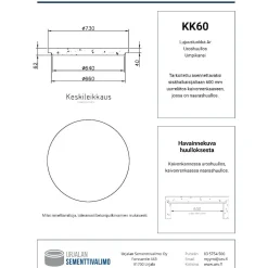 Kaivonkansi ø 600 mm umpinainen uurreliitoksella uros*Urjalan Sementtivalimo