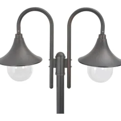 Kaksilyhtyinen pylväsvalaisin puutarhaan e27 220 cm pronssi*FinePRICE