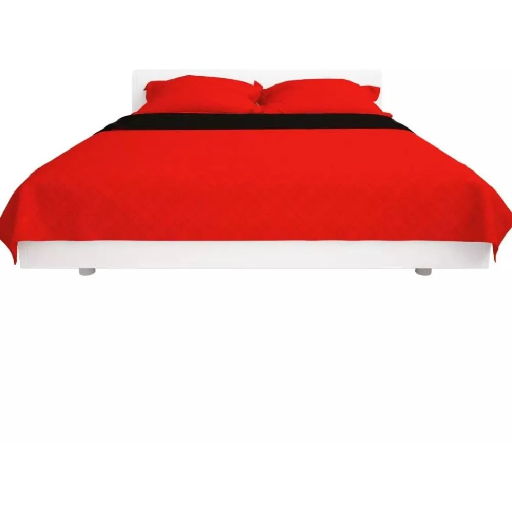 Kaksipuolinen tikattu päiväpeite punainen ja musta 170x210cm*FinePRICE New