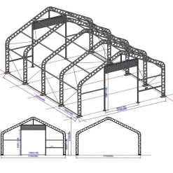 Kalustohalli Premium, 9.15x12.2x6.1m, 900g pvc, harmaa*Ranch Hot