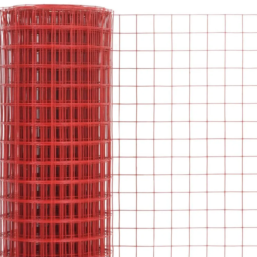Kanaverkko 19x19mm teräs PVC pinnoitteella 25x1m punainen*FinePRICE