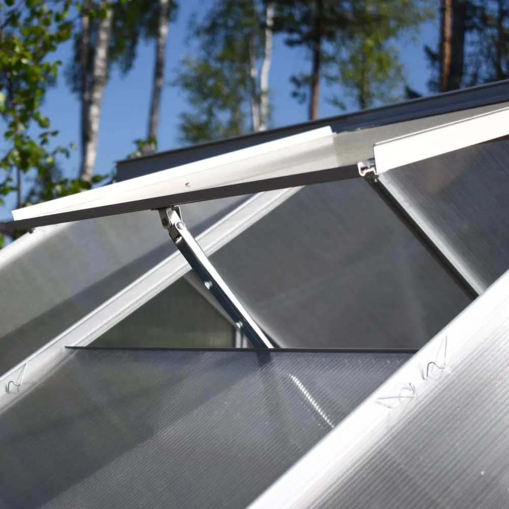Kasvihuone 8,2 m² 4 mm kennolevyllä musta alumiinirunko*Green Land Online