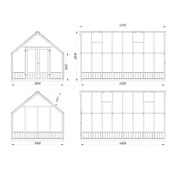 Kasvihuone Emilia 13,8 m2, turvalasi, puurunko, harmaa RAL7012*Palmako Online