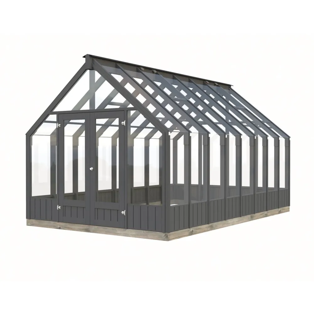 Kasvihuone Emilia 13,8 m2, turvalasi, puurunko, harmaa RAL7012*Palmako Online