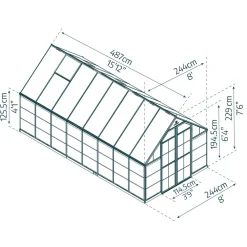 Kasvihuone Balance, 11.9m², 8x16ft, eri värejä*Palram-Canopia Best