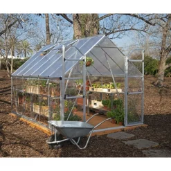 Hot Kasvihuone Balance Hybrid 8,9 m² 8x12 ft hopea Kasvihuoneet Kennolevyllä