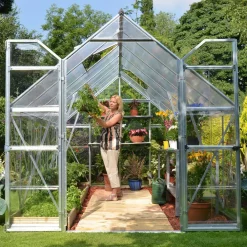 Hot Kasvihuone Balance Hybrid 8,9 m² 8x12 ft hopea Kasvihuoneet Kennolevyllä