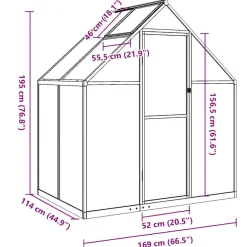 Kasvihuone pohjarungolla, alumiini, eri kokoja ja värejä (33965)*FinePRICE Outlet