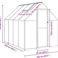 Kasvihuone pohjarungolla, alumiini, eri kokoja ja värejä (33965)*FinePRICE Outlet