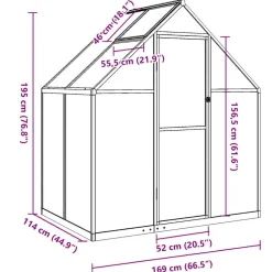 Kasvihuone pohjarungolla, alumiini, eri kokoja ja värejä (33965)*FinePRICE Outlet
