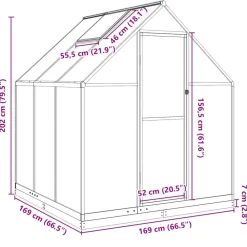 Kasvihuone pohjarungolla, alumiini, eri kokoja ja värejä (33965)*FinePRICE Outlet