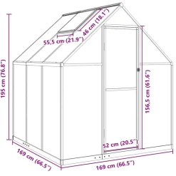 Kasvihuone pohjarungolla, alumiini, eri kokoja ja värejä (33965)*FinePRICE Outlet