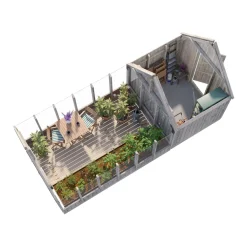 Kasvihuone vajalla Emilia 8,2+4,0 m2*Palmako