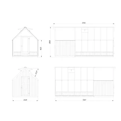 Kasvihuone vajalla Emilia 8,2+4,0 m2*Palmako