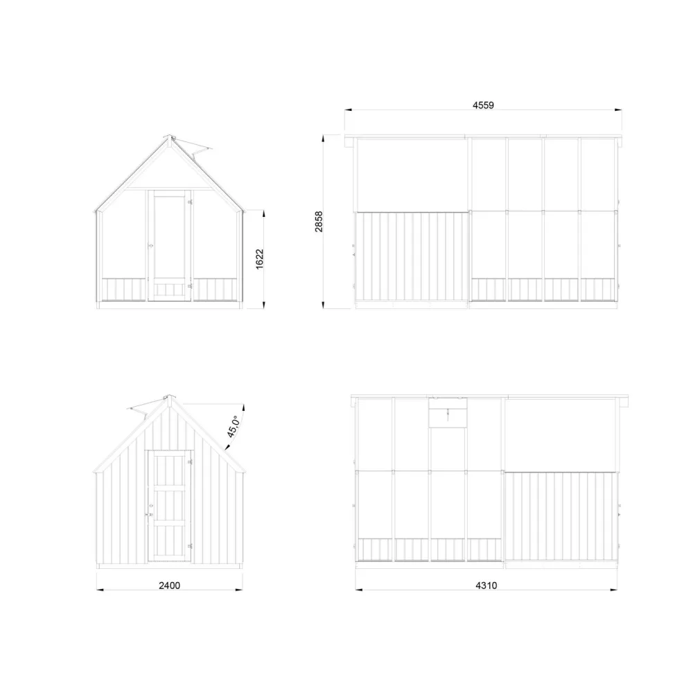 Kasvihuone vajalla Emilia 5,4+4,0 m2 Kasvihuoneet Lasilla