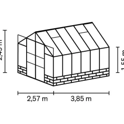 Kasvihuone Cassandra 9.9m² alumiinirunko lasi musta*Vitavia Outlet