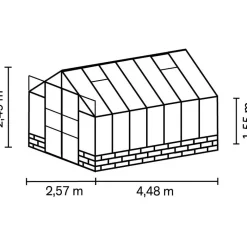 Kasvihuone Cassandra 11.5m² alumiinirunko lasi musta Kasvihuoneet Lasilla