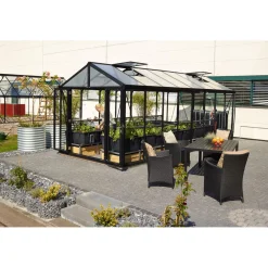 Kasvihuone Poseidon 10000 10 m² turvalasi/musta kennolevykatto*Vitavia Online