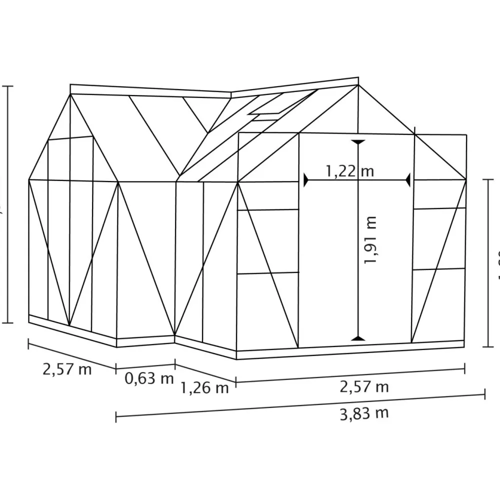 Kasvihuone Sirius 13m² alumiinirunko musta*Vitavia Discount
