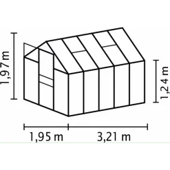 Kasvihuone Venus 6.2m² lasi alumiinirunko harmaa*Vitavia New