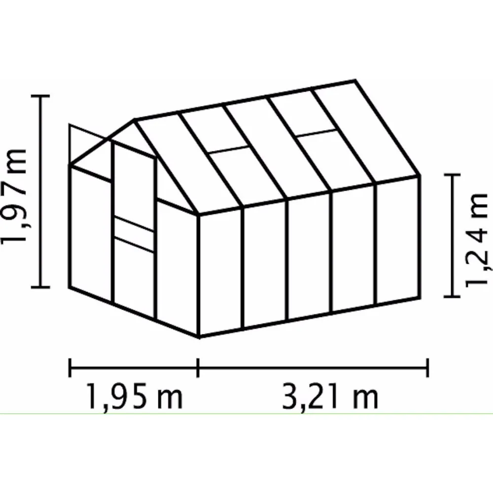 Kasvihuone Venus 6.2m² lasi alumiinirunko harmaa*Vitavia New