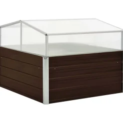 Kasvihuone 100x100x85 cm galvanoitu teräs ruskea*FinePRICE Best