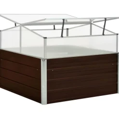 Kasvihuone 100x100x85 cm galvanoitu teräs ruskea*FinePRICE Best