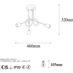 Kattovalaisin Viraj 3-osainen musta/pronssi*Linento Lighting Best