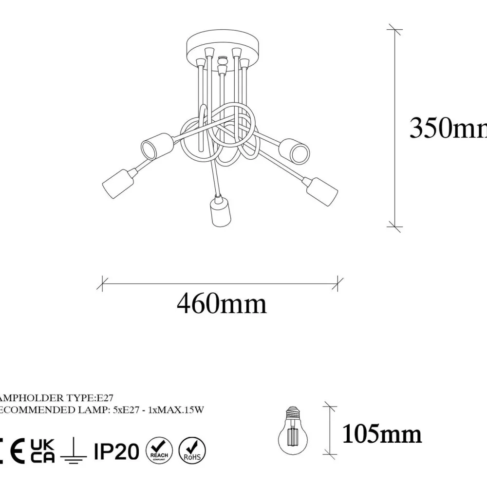 Kattovalaisin Viraj 5-osainen musta/pronssi*Linento Lighting Online