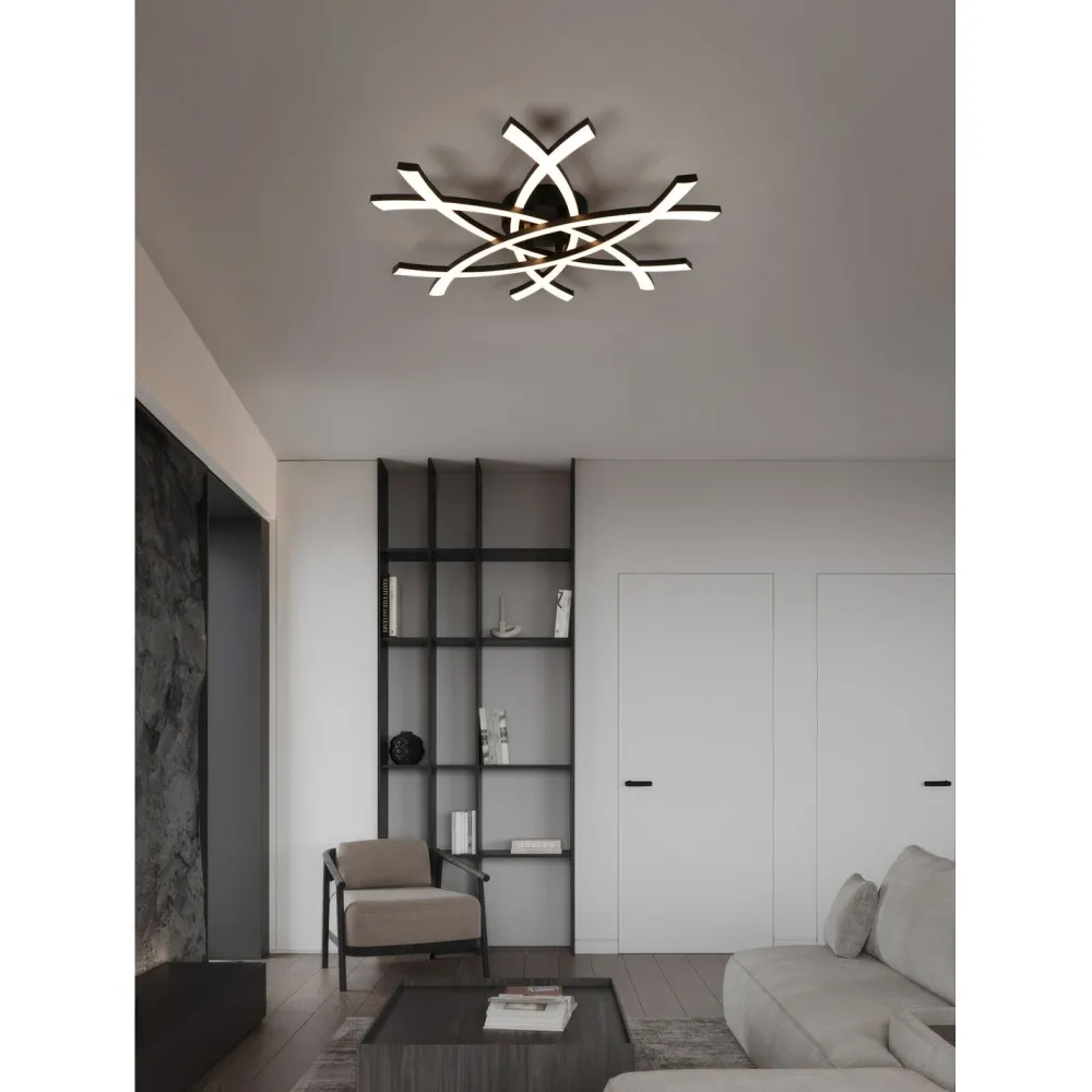 Kattovalaisin Pollock LED 3000K 62x59cm mattamusta*Trio Hot
