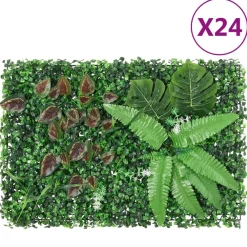 Outlet Keinotekoinen kasviaita 24 kpl vihreä 40x60 cm (66649) Tekokasvit Ja Kranssit