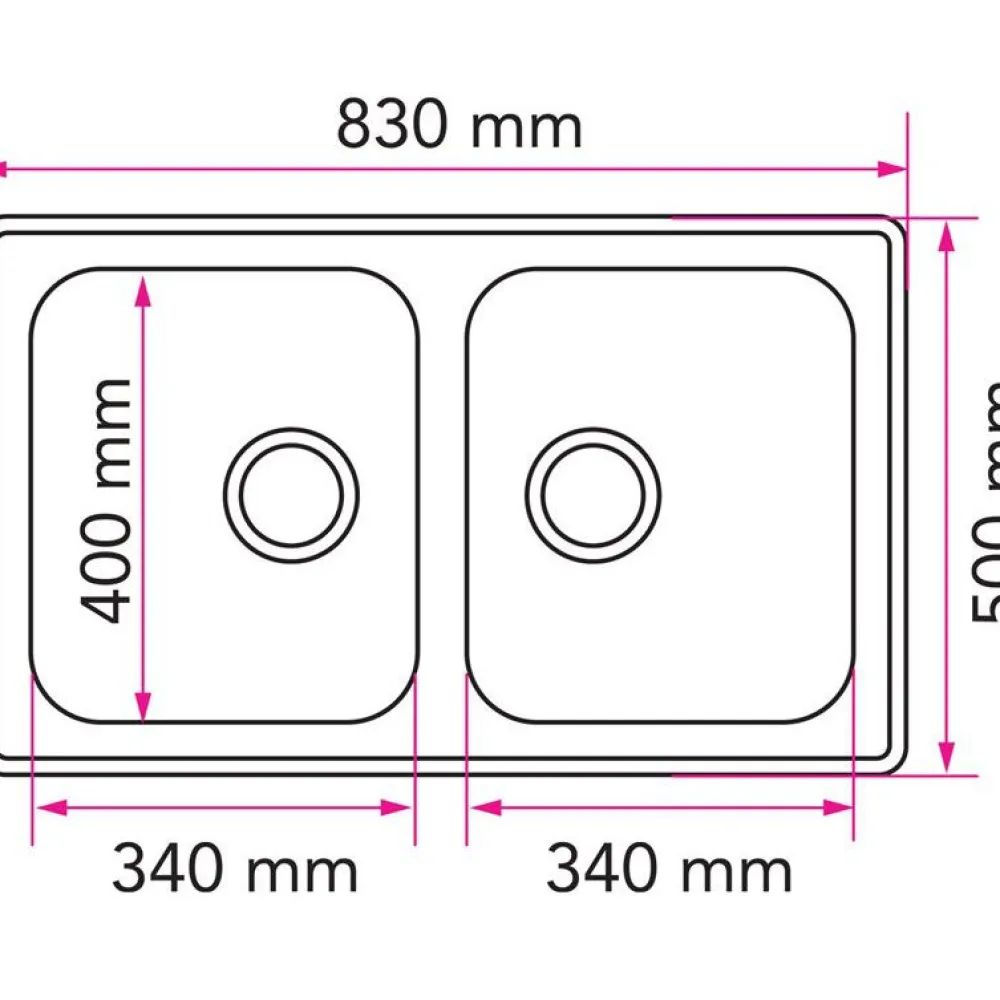 Outlet Keittiöallas Lyria L40-40 830x500 mm rst Tiskialtaat Ja -Pöydät