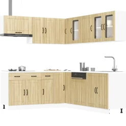 Keittiökaappisarja 11-osainen Lucca, suunniteltu puu, eri värejä (43834)*FinePRICE Best