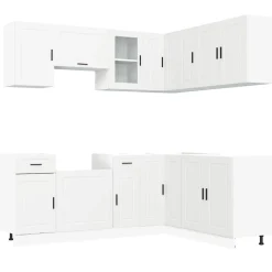 Clearance Keittiökaappisarja 11-osainen Porto, suunniteltu puu, eri värejä (43838) Valmiskeittiöt