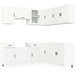 Clearance Keittiökaappisarja 11-osainen Porto, suunniteltu puu, eri värejä (43838) Valmiskeittiöt
