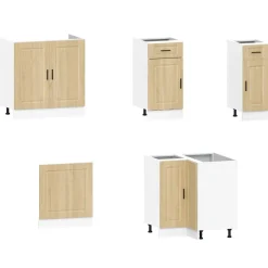 Clearance Keittiökaappisarja 11-osainen Porto, suunniteltu puu, eri värejä (43838) Valmiskeittiöt