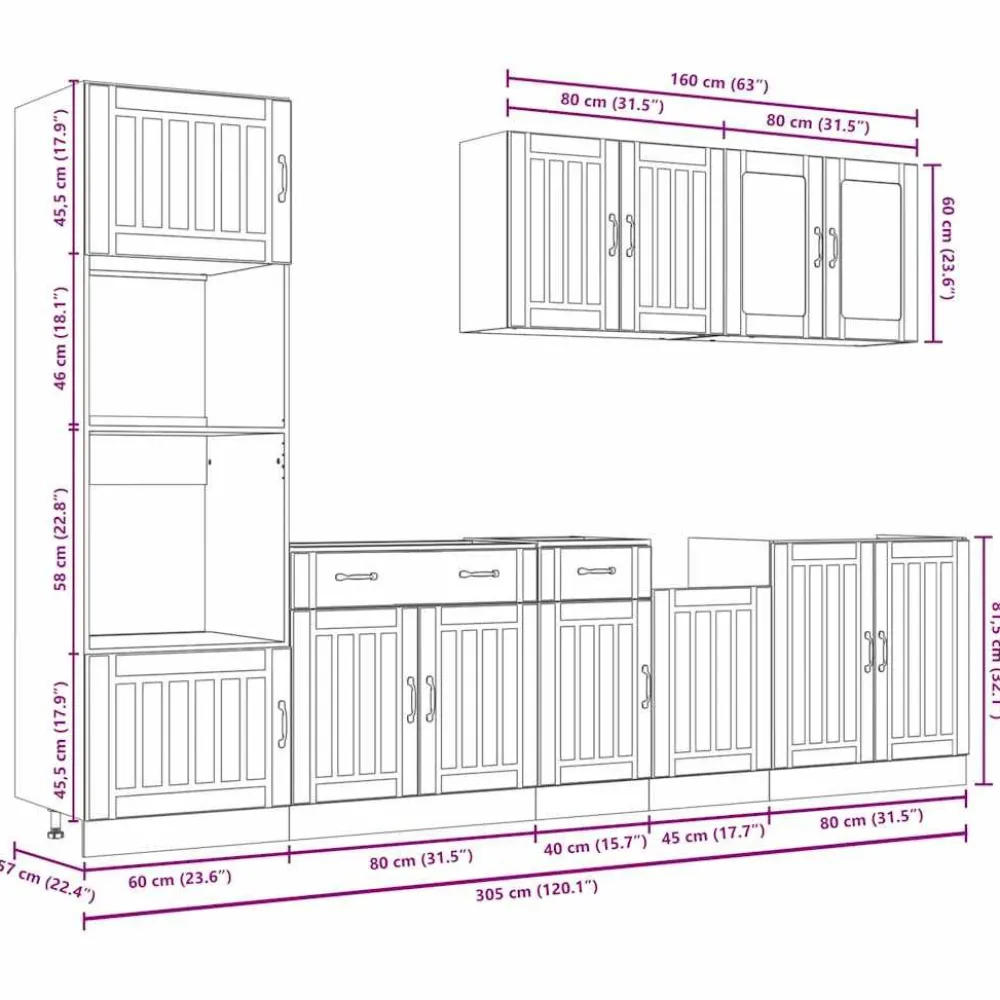 Keittiön kalustesarja, Kalmar, eri värejä (43816)*FinePRICE Discount