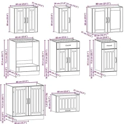 Keittiön kalustesarja, 8-osainen Kalmar, eri värejä (43825)*FinePRICE Discount
