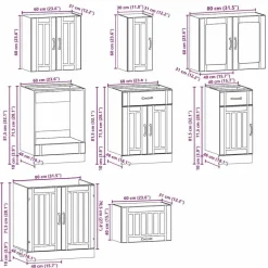 Keittiön kalustesarja, 8-osainen Kalmar, eri värejä (43825)*FinePRICE Discount