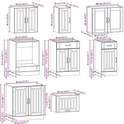 Keittiön kalustesarja, 8-osainen Kalmar, eri värejä (43825)*FinePRICE Discount