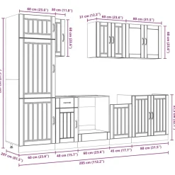 Keittiön kalustesarja 8-osainen Kalmar, eri värejä (43822)*FinePRICE Sale