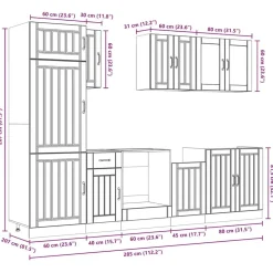 Keittiön kalustesarja 8-osainen Kalmar, eri värejä (43822)*FinePRICE Sale