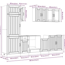 Keittiön kalustesarja 8-osainen Kalmar, eri värejä (43822)*FinePRICE Sale