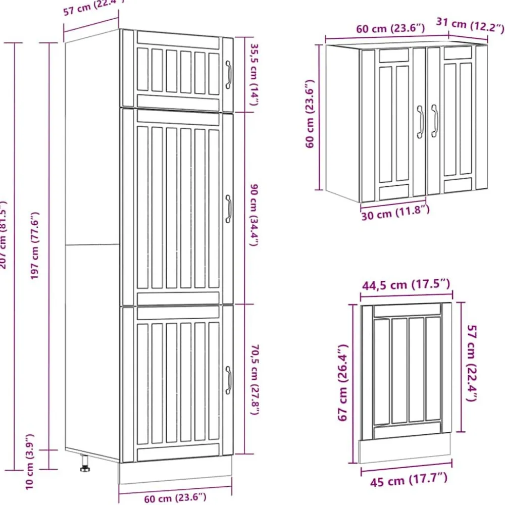 Keittiön kalustesarja 8-osainen Kalmar, eri värejä (43822)*FinePRICE Sale