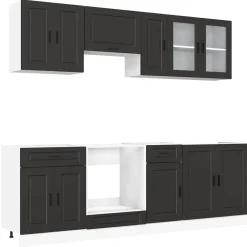 New Keittiön kalustesarja 8-osainen Kalmar, suunniteltu puu, eri värejä ja pintakäsittelyjä (43826) Valmiskeittiöt